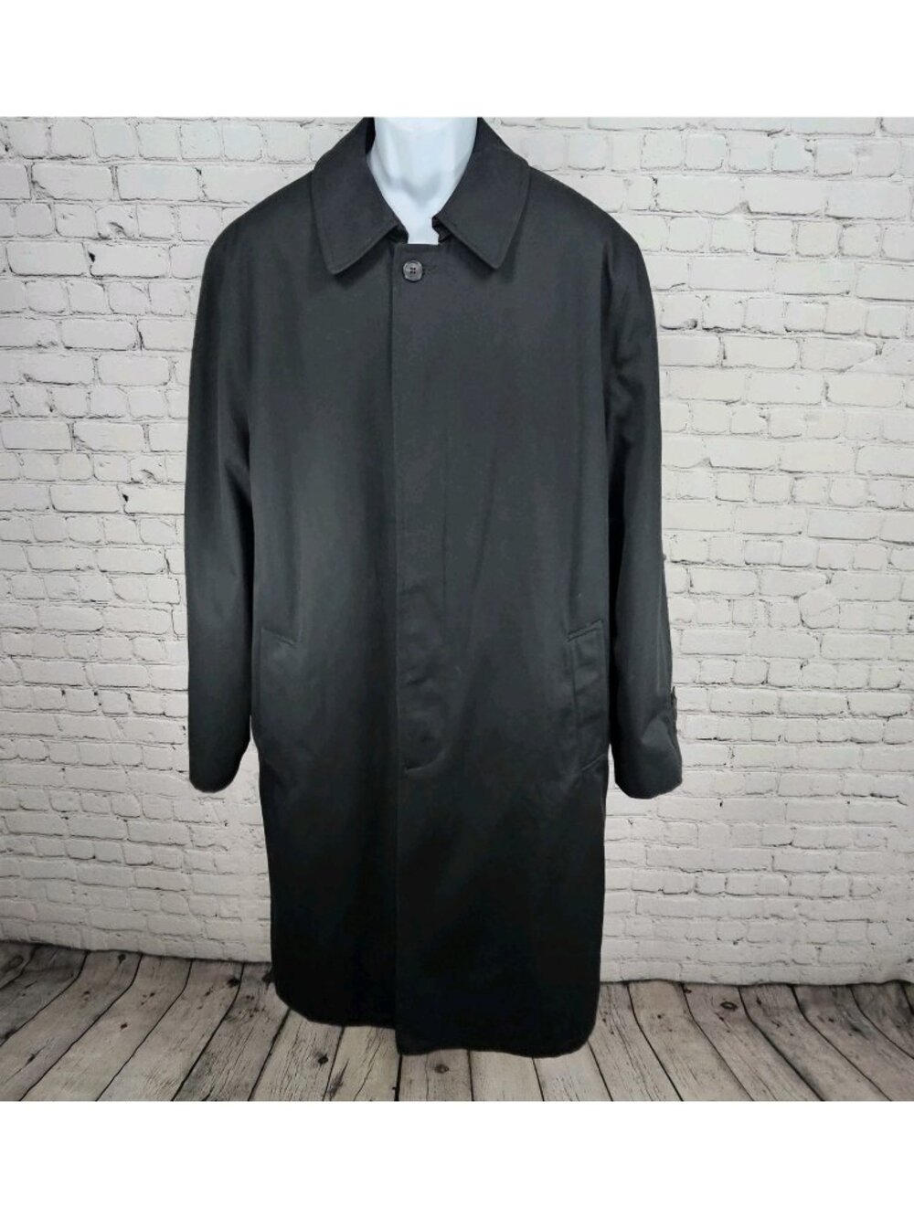 Bill Blass 3000 Black Removable Faux Fur Bodywarmer Buttoned Trench Coat 42L